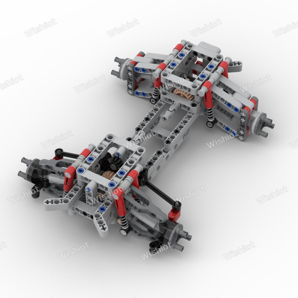 MOC 4WD Four-wheel Drive Independent Suspension Differential Chassis Steering Axle Building Blocks Tech Car Parts Toys Kids Gift