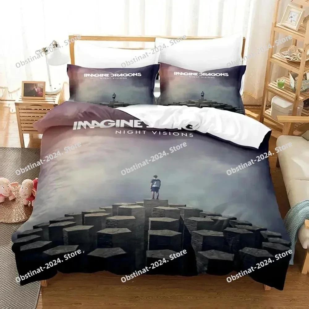 Zestaw pościeli 3D Imagine Dragons Album Cover Poszewka na kołdrę Zestaw pościeli Poszewka na poduszkę Pocieszyciel King Queen Size Chłopcy Dorośli