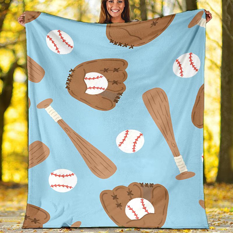 Baseball Theme Printed Blanket - Perfect for Couch, Bed, Travel & Outdoor Use | Machine Washable, Cozy & Durable.