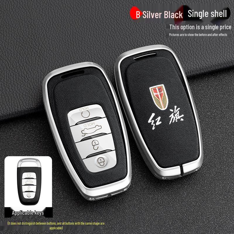 Luxurious Metal Key Case for Hongqi H9, H5, H7, HS7 - Full Protection with Shell Buckle, Fits 21 Models
