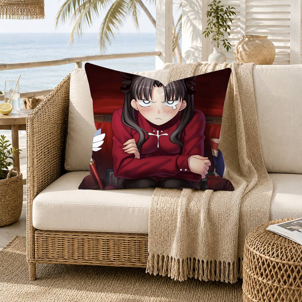 Tohsaka Rin Anime Girl Fate Stay Night Pillow Case for Sofa Living Room Home office Decor Protective Cover
