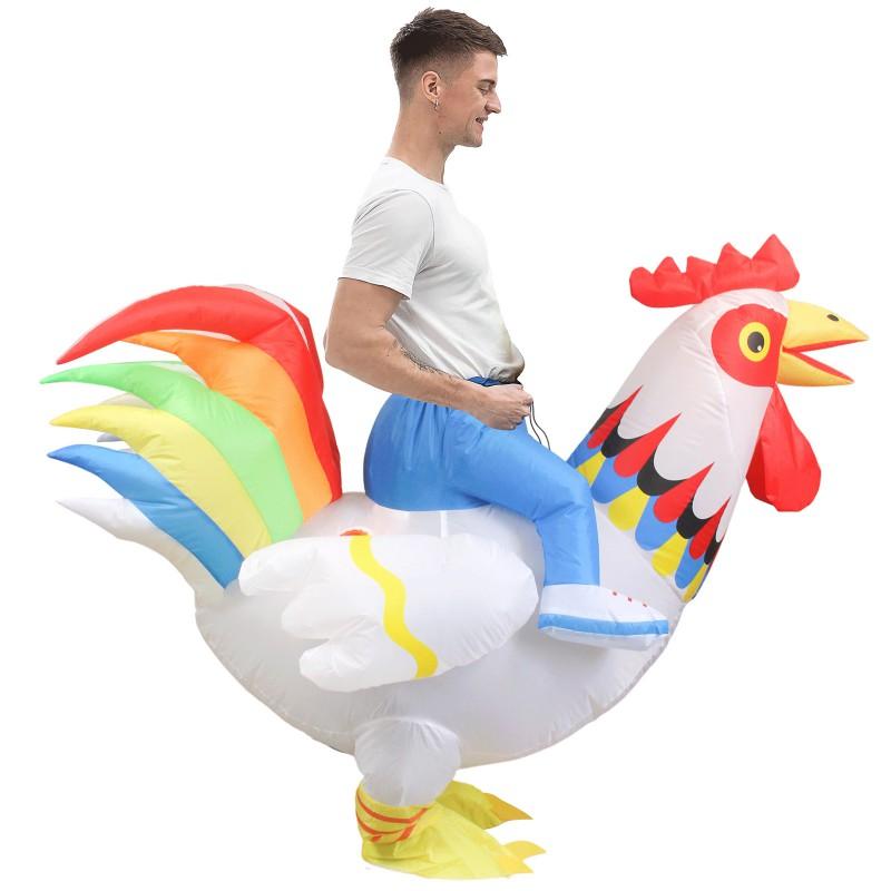 Inflatable White Rooster Costume Kids Halloween Party Fun Outfit Mascot Performance