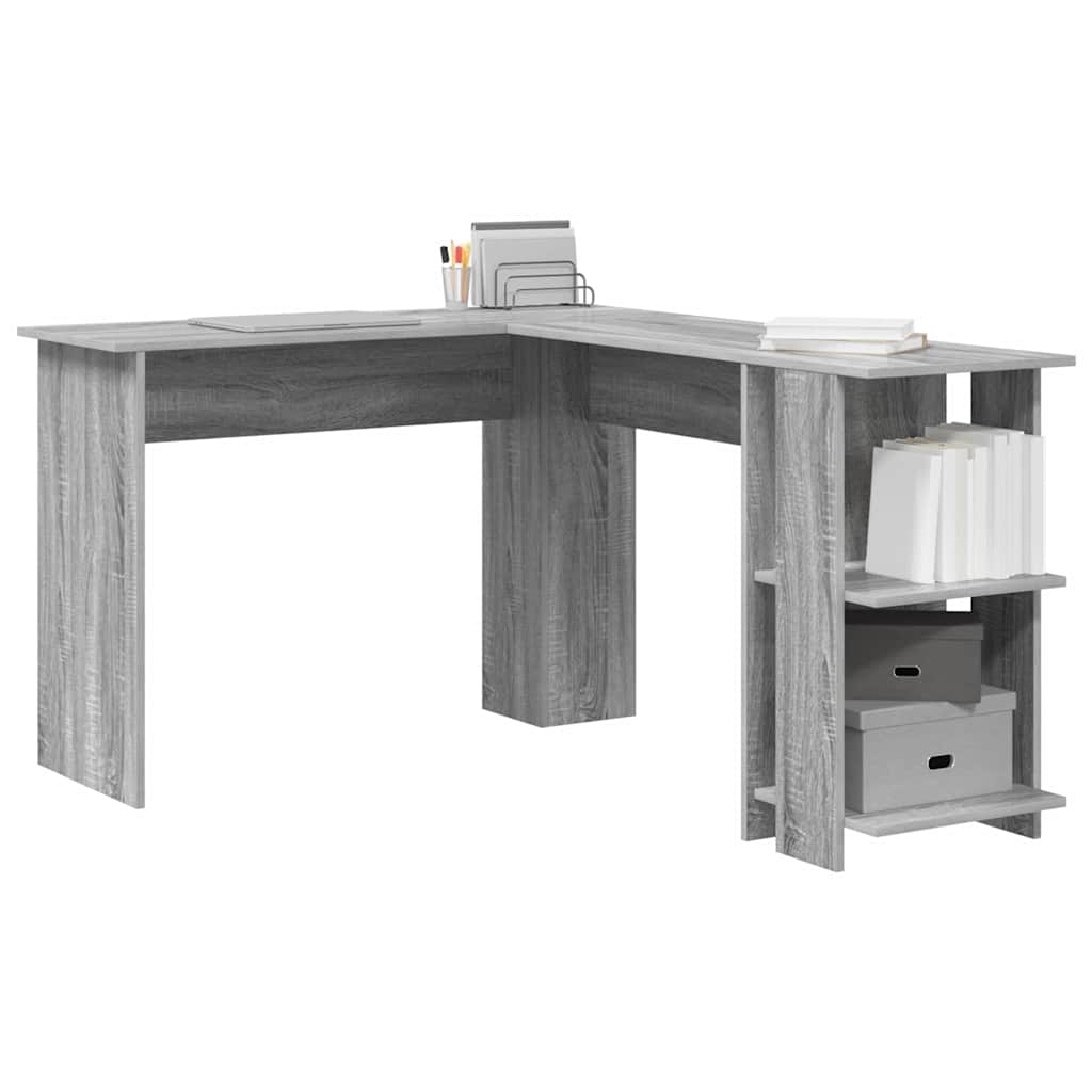 L shaped Desk with Shelf Grey Sonoma 140 x 113.5 x 75 cm