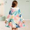 Girls Long Sleeve Faux Fur Collar Abstract Printed A Line Flared Dress With Waist Bow