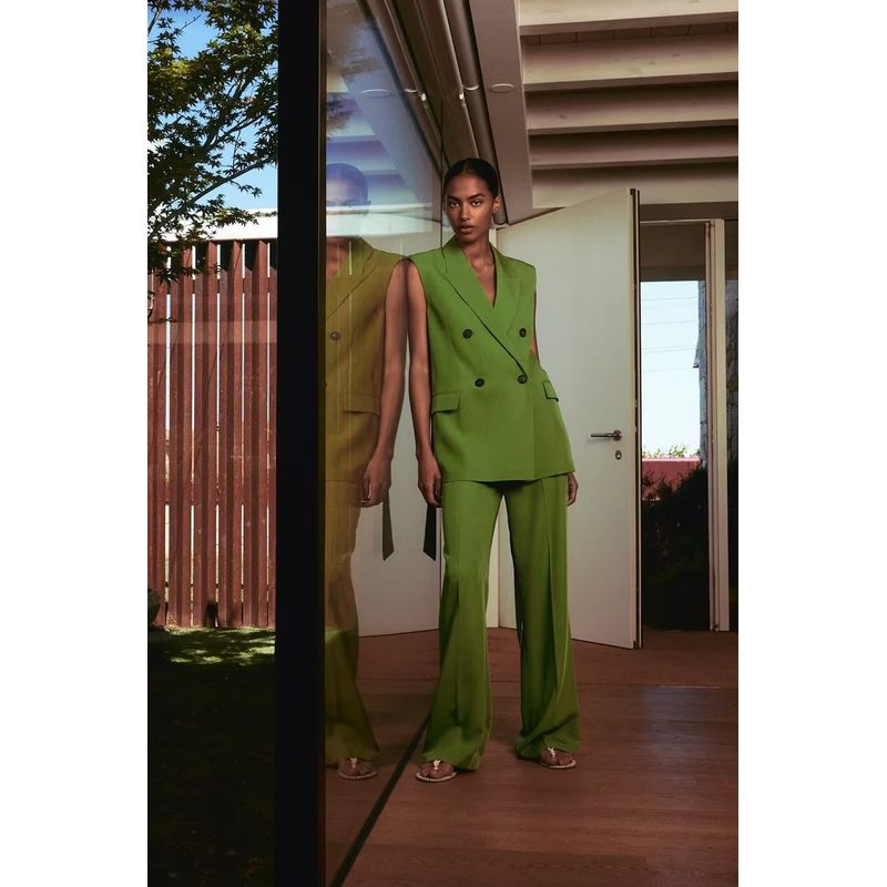 Draped Wide Leg Sleeveless Suit Outwear Vest Pants