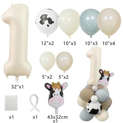 1 conjunto Balões de Animais da Fazenda Balões de Vaca de Desenho Animado Balão de Número Vintage para Crianças Decorações de Aniversário de Animais da Fazenda Presentes DIY