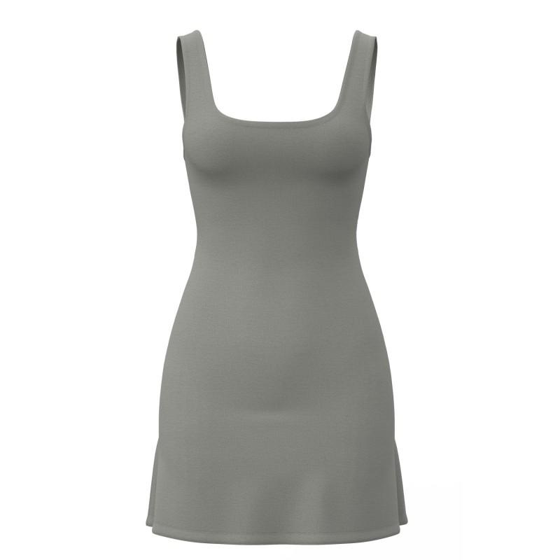 Womens Seamless Sport Tennis Dress With Built-in Bra Pad Backless Yoga Workout Skirt Fitness