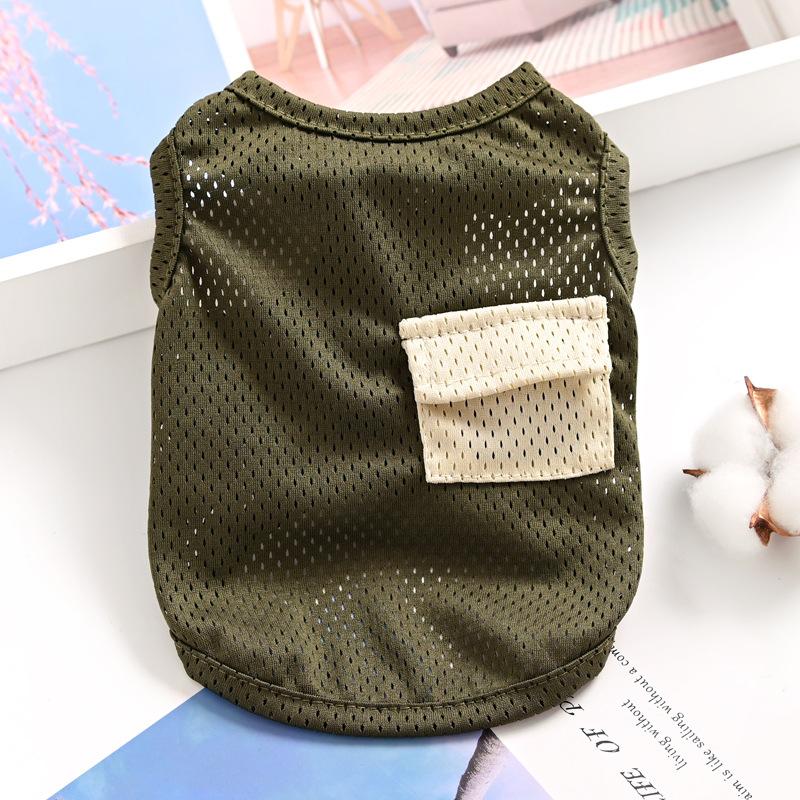 

Mesh Breathable Pet Cat Dog Clothes Teddy Small Puppy Summer Vest XL армия зеленый
