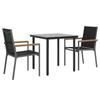 VidaXL 3-piece Garden Dining Set Black Textilene and Steel 3187041