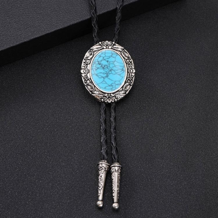 Men Denims Necktie Western Bolo Tie Shirt Chain Bolo Collar Rope Leather Tie for Western Styles