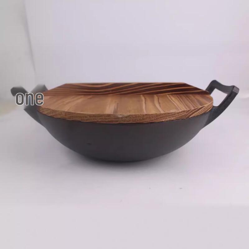 ZISIZ 32cm Cast Iron Non-stick Wok with Lid