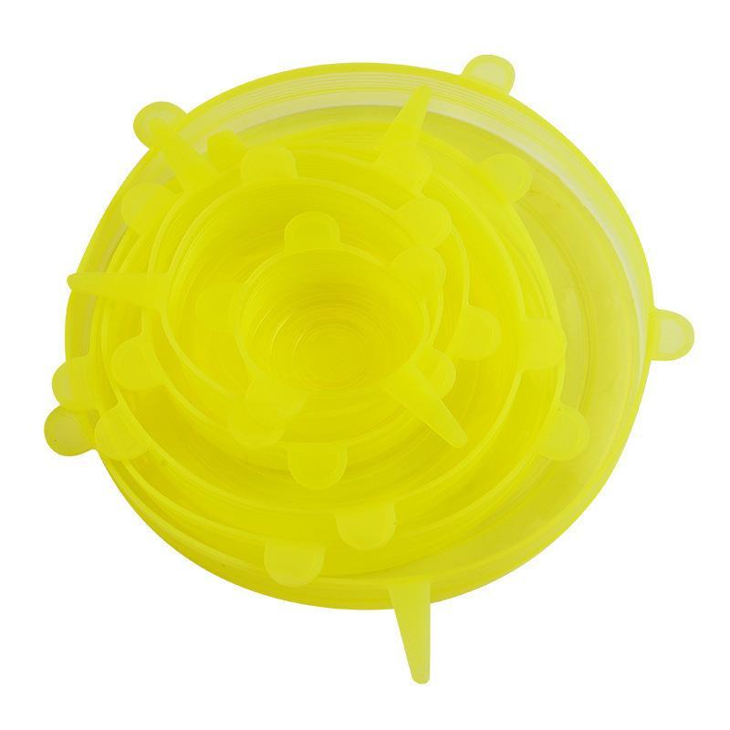 6Pcs BPA Free Reusable Silicone Preservation Covers Airtight Stretch Universal Lids for Leftover Food Storage