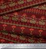 Soimoi Cotton Cambric Fabric Leaves & Floral Artistic Print Fabric by the Metre 42 Inch