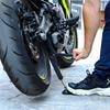Portable Motorcycle Lift Stand and Chain Cleaner Tool
