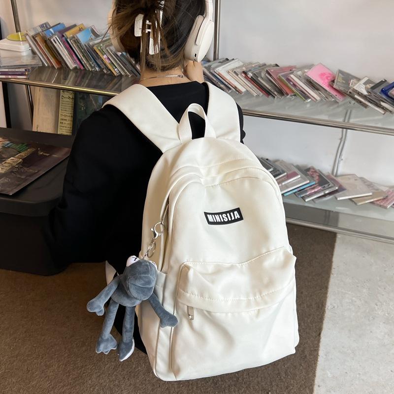 School Bag Female Junior High School High School College Student Solid Color Minimalist Backpack Female New Backpack
