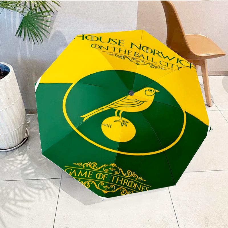 Nor-wich Football Club Crest Automatic Folding Umbrella - 8-Rib Travel Umbrella with Auto Open/Close & Portable, Gift for Christmas, Birthdays