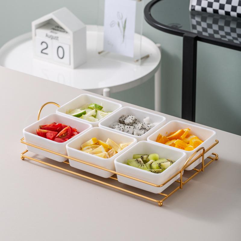 Ktv Clubhouse Fruit Plate Melamine Bar Muscle Foot Four Or Six Gongge Snack Plate Grid Barbecue Cold Vegetables Snack Plate Plate Plate