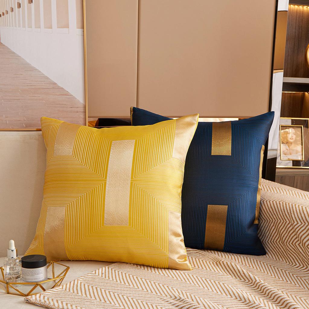 YunJeude Cushion Set of Nordic Cute Geometric Zipper Ideal for Home Room All Seasons Covers, 45x45cm, 2, Style, Pattern, Jacquard, Luxurious, Soft,