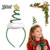 Cute Spiral Tree Pom Adjustable with Bells Christmas Headband Hair Hoop Star Pom Holiday Accessories