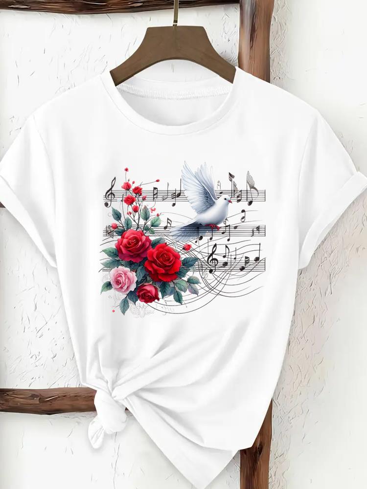 (Asian Size) Print Tee Top lovely cute 90s Women Woman Fashion Clothing T Shirt  Female Short Sleeve Graphic T-shirts