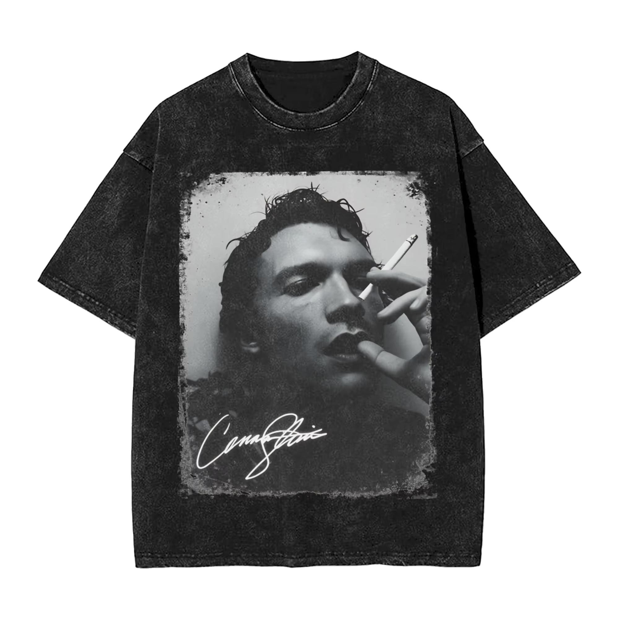 2026 new Vintage Hockey Inspired Print Washed Cotton Tshirt Streetwear Top 2XL