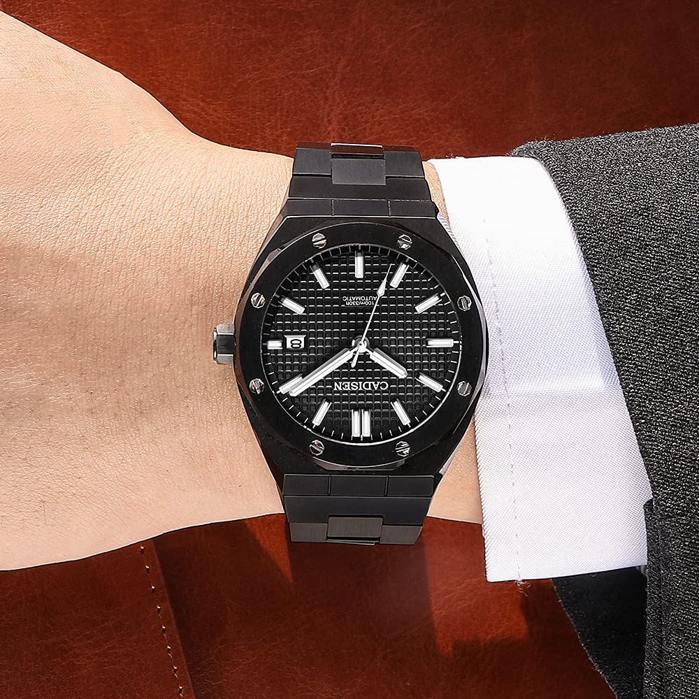 Cadisen Made In MIYOTA8215 Royal German Retro Water Resistant To 10 Case Waterproof Hexagon Dress Stainless Steel Sapphire Coming of Age Present C8193