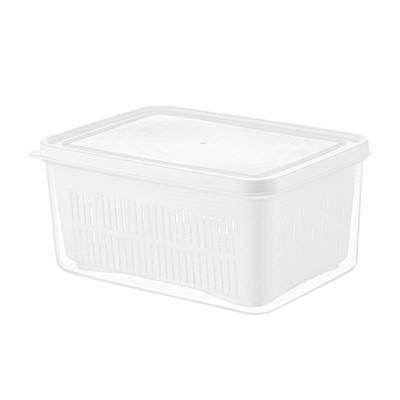 Cesta de Lavado de Verduras de Plástico con Tapa a Prueba de Polvo, Cesta de Drenaje de Doble Capa para Cocina