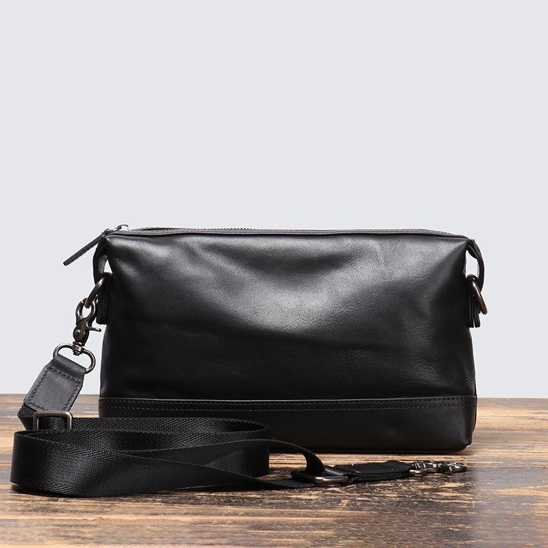 Men S Leather Business Handbag Women S Simple Cowhide Shoulder Bag Fashion Versatile Messenger Bag чёрный