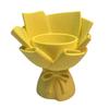 3D Printed Bouquet Pen Holder Planter, Mini Desk Decor with Bow & Artificial Flowers, Multifunctional PLA Craft for Pencil Organizer Pot, Romantic