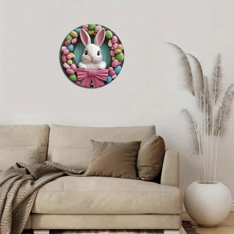 Cute Tulip Rabbit Wooden Hanging Sign, Aesthetic Room Decor for Door, Living Room & Bedroom, Sweet Pastoral Style Wall Plaque