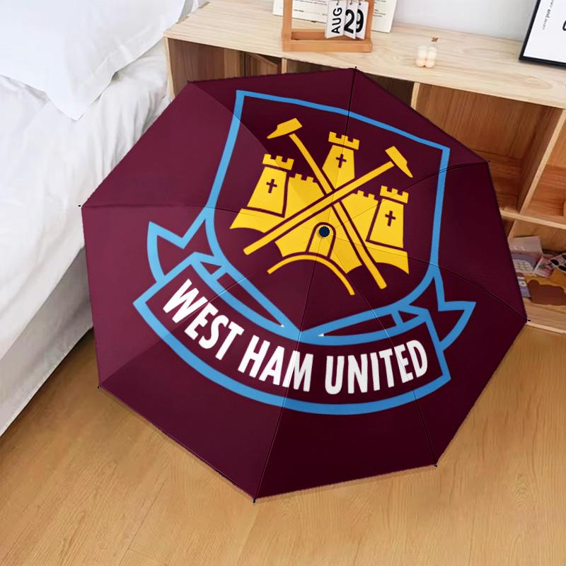 1PC West Ham United Pattern Printed Umbrella Folding umbrella, automatic umbrella 8-Frame for Travel, camping Fan gifts Christmas Gifts