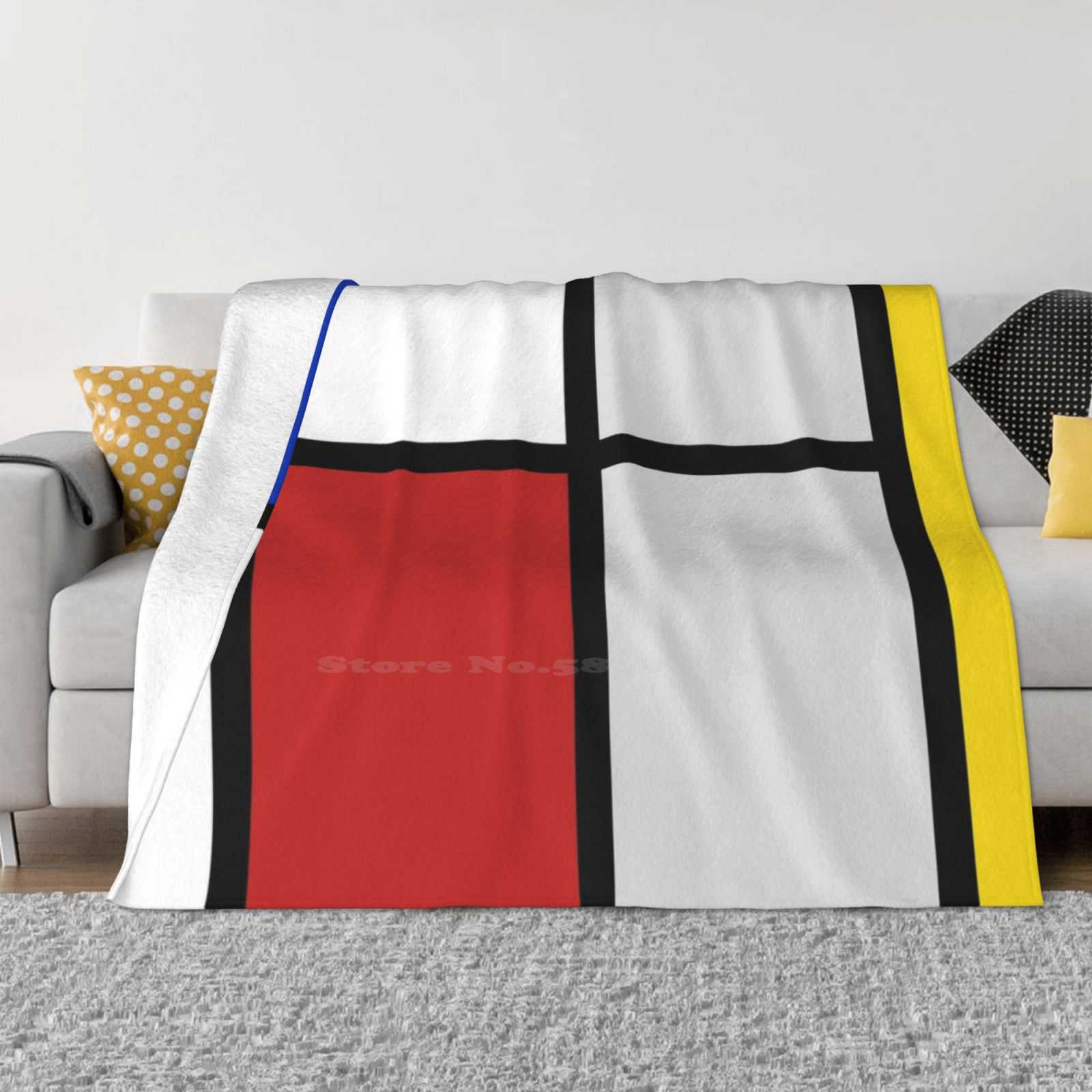 De Stijl Artworks-Mondriaan Soft Warm Light Thin Blanket Piet Mondriaan Dutch Painter Pop Art De Stijl Primary Color Colors 30x40in