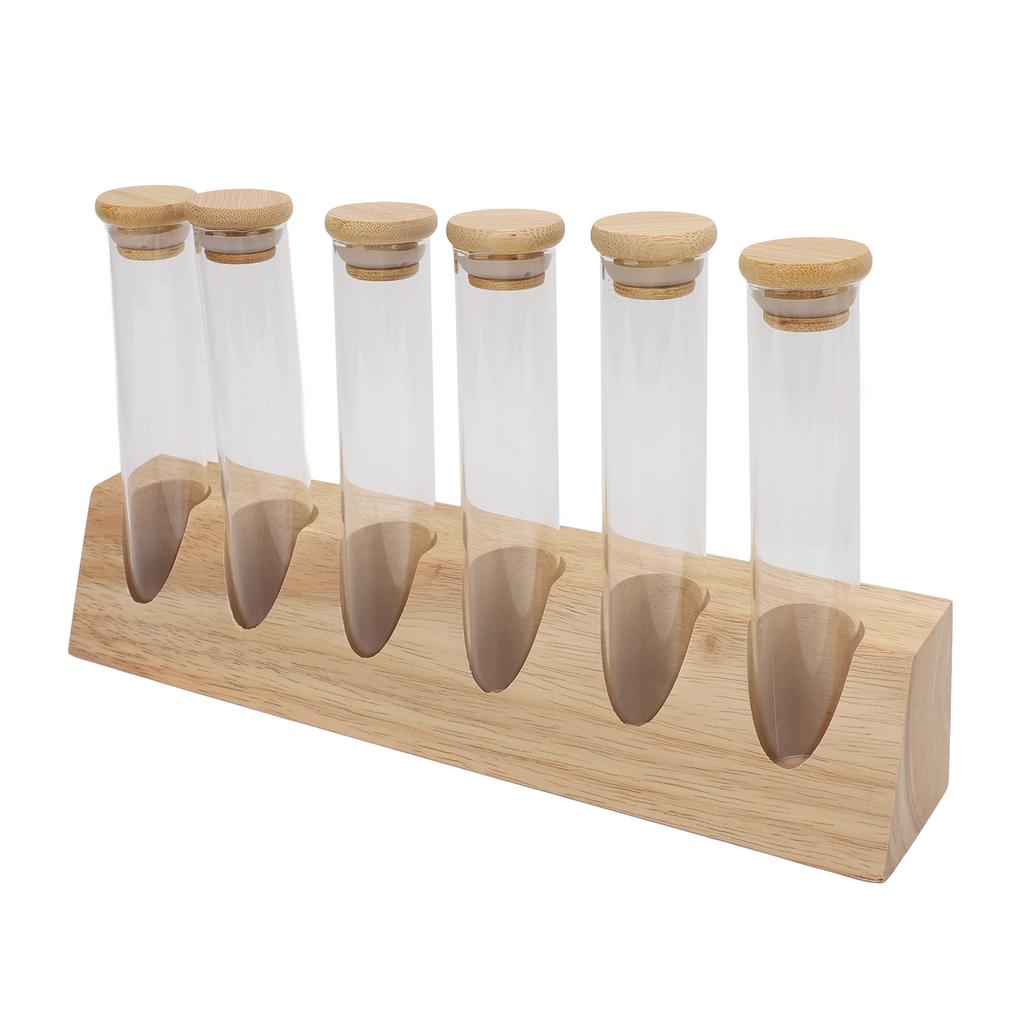 Coffee Bean Tubes Glass Refillable Dosing Coffee Bean Storage Jars with Solid Wood Base for Cafe