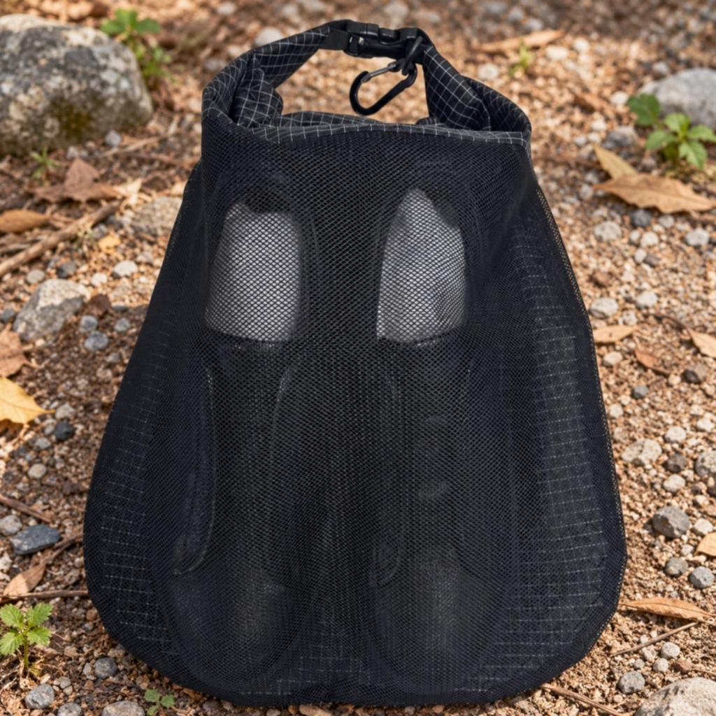 Backpack-Mounted Shoe Carrier Convenient to Carry Attach-on Footwear Pouch with