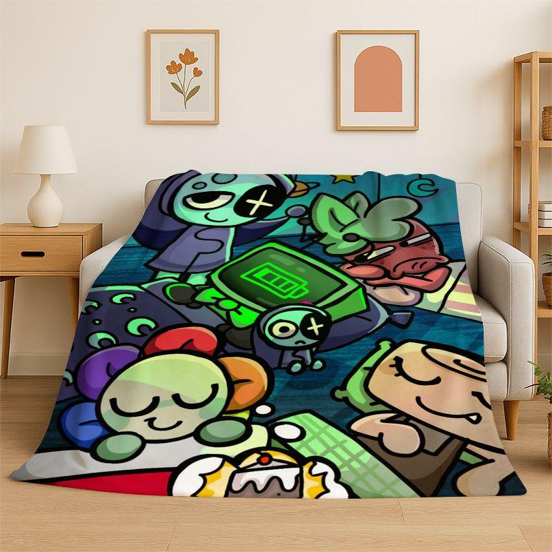 Coperta morbida in flanella Dandy World Cartoon, Coperta calda e accogliente per letto, Divano, Divanetto, Camera da letto, Soggiorno, Viaggio, Campeggio