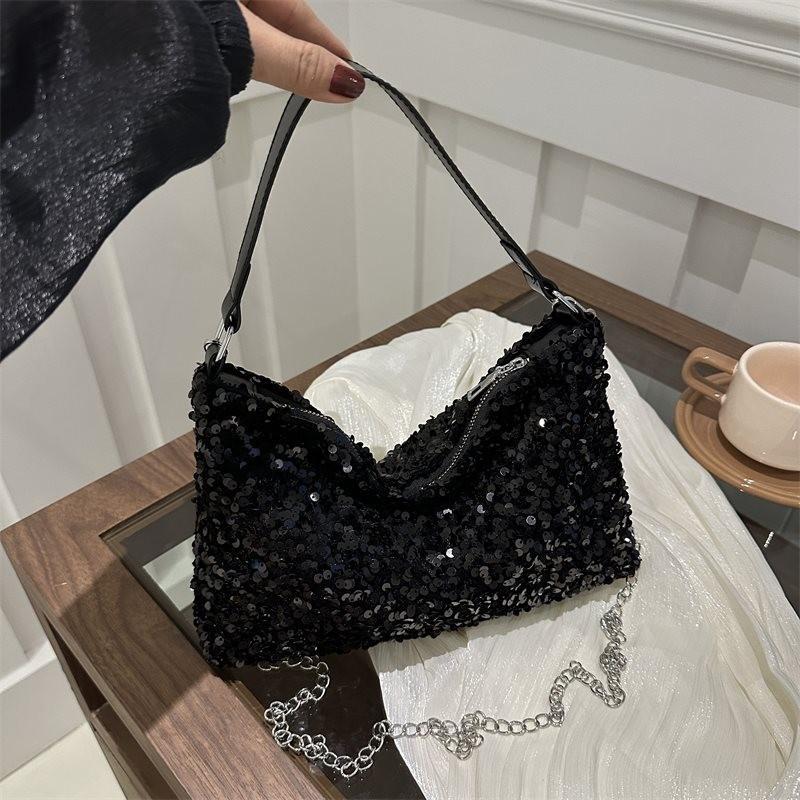 Fashionable 2024 Early Spring Shiny Design Vintage Underarm Handbag Chic Evening Party Bag In Various Colors