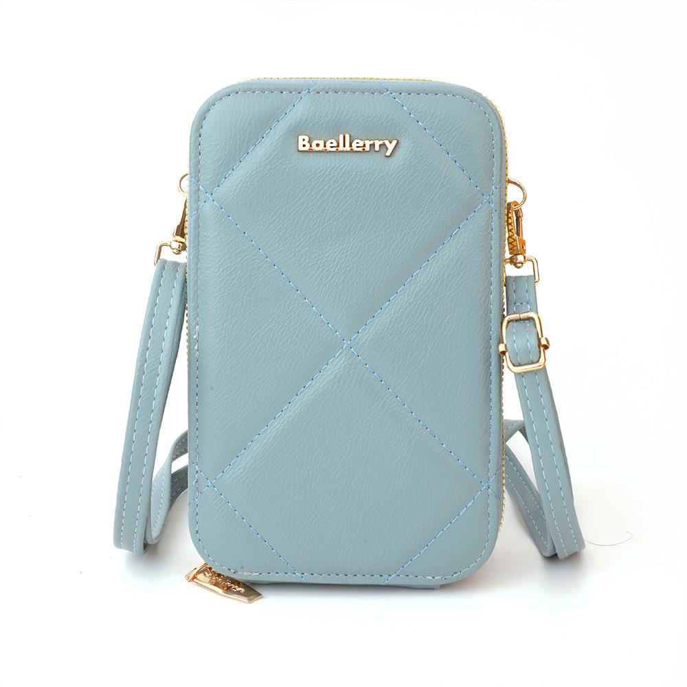 Baellerry Women's Cell Phone Bag Japanese and Korean Style Vertical Double Layer Single Shoulder Bag Fashion Zipper Crossbody Bag