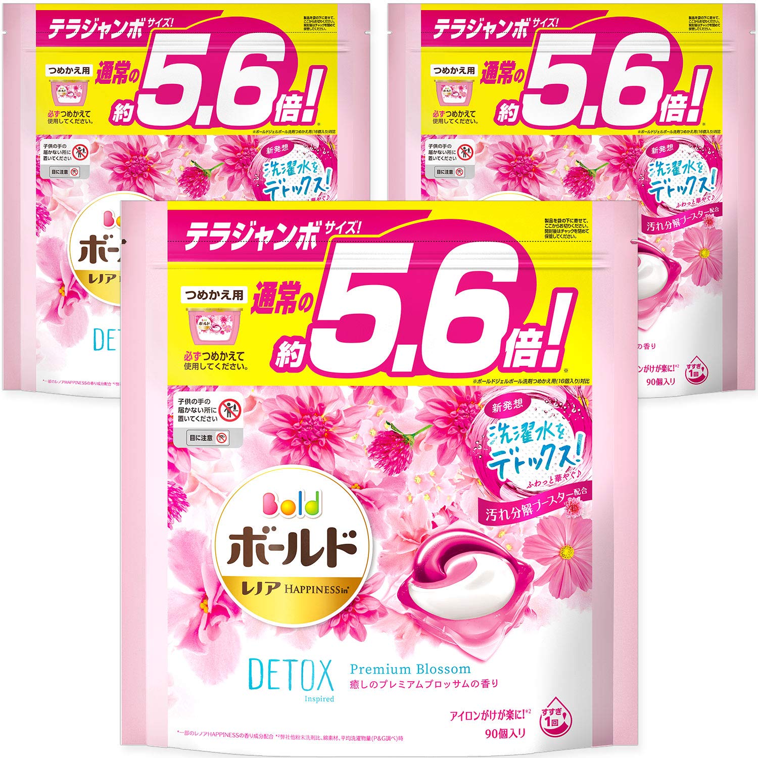 

Bold Laundry Detergent Gel Balls Detox Washing Water Healing Premium Blossom Refill 90 Pieces x 3 Bags [Case Sold] (Approx. 5.6x)