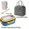 Portable Single Double-layer Lunch Box with Fork And Spoon - Compartment Fruit Food Container for Microwave And Picnic Freshness
