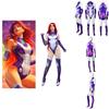 Teen Titans Starfire Cosplay Jumpsuit Halloween Kostüm Für Erwachsene Kinder 3D Druck Dehnbarer Atmungsaktiver Stoff