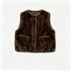 Women's Faux Leather Round-Neck Loose-Fit Relaxed-Fit Vest for Daily Wear