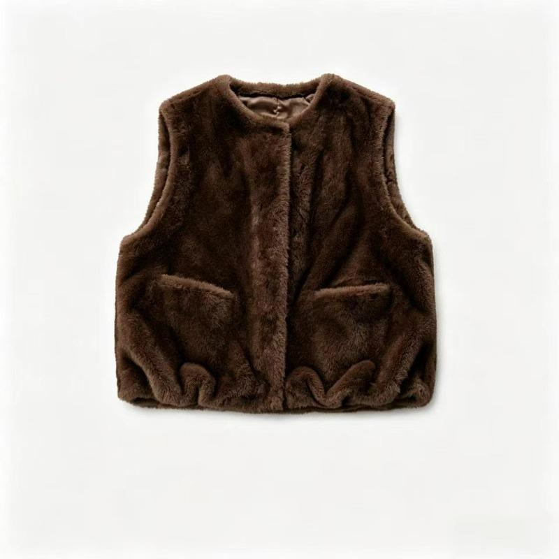 Women's Faux Leather Round-Neck Loose-Fit Relaxed-Fit Vest for Daily Wear