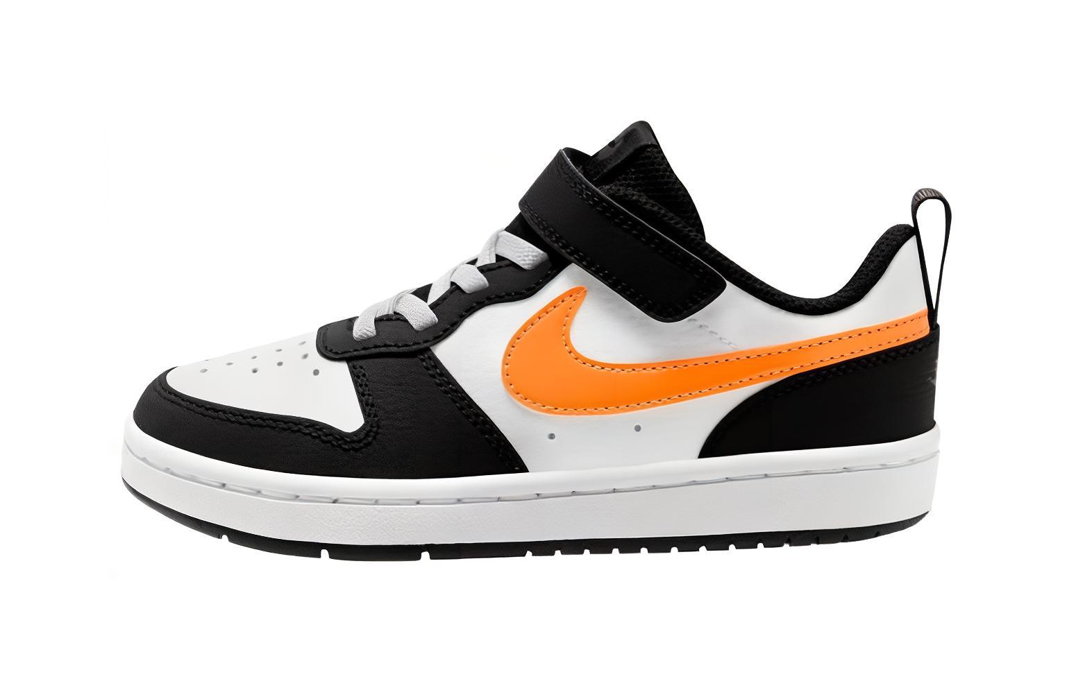 

Nike Court Borough Low 2 Slip Resistant Cushioning Abrasion Resistant Low top Skateboard Shoes Black White Orange Kids BQ5451-115 28
