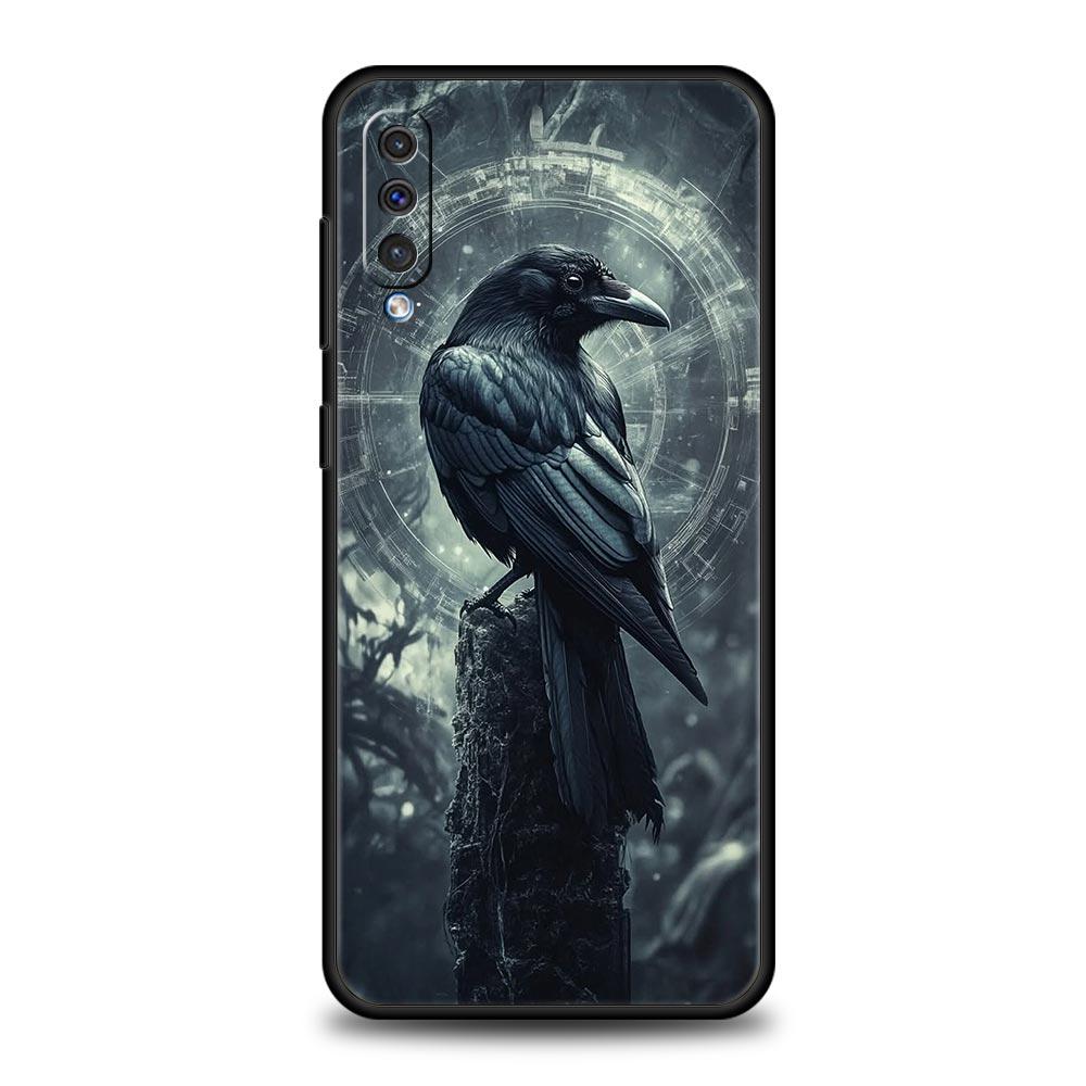 Black Raven Phone Case for Samsung Galaxy A56 A36 A26 A16 A34 A24 A42 A22 A20 A12 A40 A30 A10 5G Soft TPU Cover Shell Fundas Bag