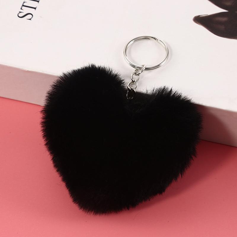 

8 см пушистый помпон брелок подарки для женщин мягкий помпон в форме сердца поддельный кролик брелок мяч автомобиль сумка аксессуары брелок