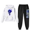 Womens Winter Casual Hooded Sweatshirt Pants Set With Print Loose Fit Streetwear
