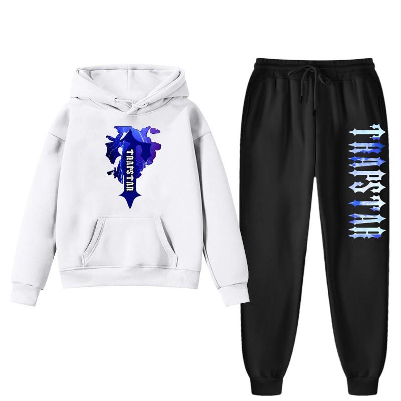 Womens Winter Casual Hooded Sweatshirt Pants Set With Print Loose Fit Streetwear