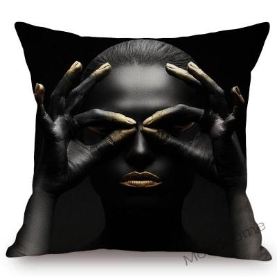 Fashion African Black Woman Girl Luxury Elegant Home Decorative Sofa Pillow Case Beauty Salon Decoration African Cushion Cover