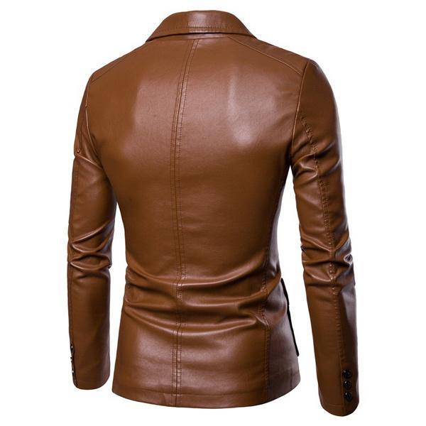 Men's Leather Suit Washed Leather Jacket Men's Single-breasted Leather Jacket Youth Jacket