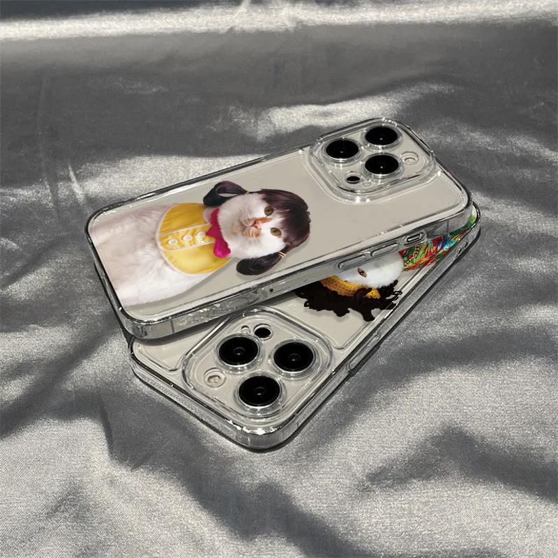 Funny Dressed Cat Phone Case for iPhone 17/16/15/14 Plus/13/12/11 Pro Max X/XS/XR/7/8 Plus Clear TPU Cover Cute Pet Pattern Case